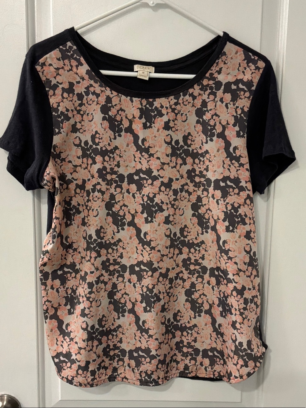 J. Crew Pink Floral Short Sleeve Tee